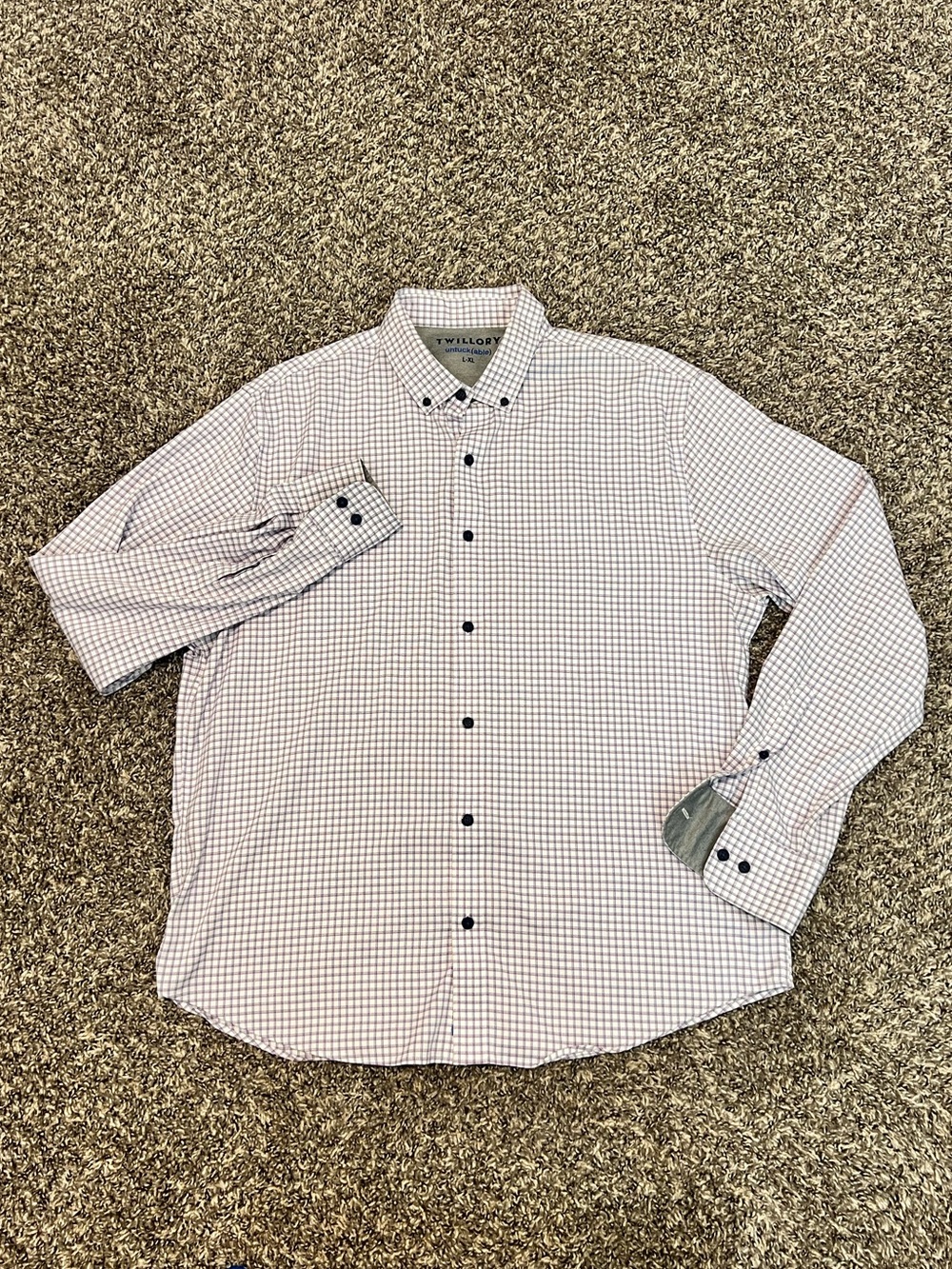 Men's Twillory White, Navy and Pink Check Button Down Shirt